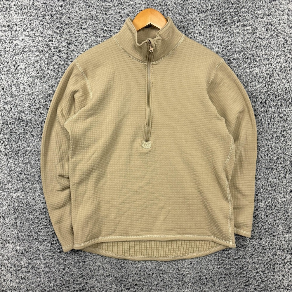 Rothco Grid Fleece Pullover Mens Large Beige 1/4 Zip Thermal Waffle Top